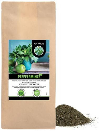 Menta Piperita Tisana 250g di Alpi Nature, Foglie di Menta Piperita Essiccate e Tagliate, Tè Sfuso