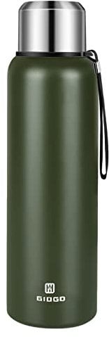 Vacuum Insulated Flask 1500ml/50oz with Cup lid Stainless Steel Thermo Water Flasks Leakproof Keep Coffee hot&Cold Drink Bottle.(Green,1500ml)