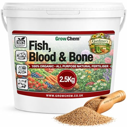 Grow Chem Fish Blood & Bone Fertiliser 2.5KG Bucket- All Purpose Plant Food | Easy-Apply, Natural Plant Food and Soil Activator, Blood Fish and Bone Meal Fertiliser for Healthy Flowers, Produce & Lawns