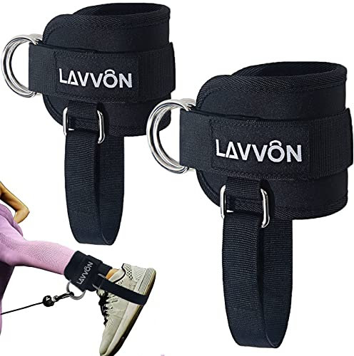 LAVVON Ankle Straps for Cable Machines Kickbacks - Adjustable Comfort Ankle Cable Attachments for Gym Ankle Cuff Cable Machine Glute Kickback Straps - Leg Extensions, Curls & Ankle Cuffs Women