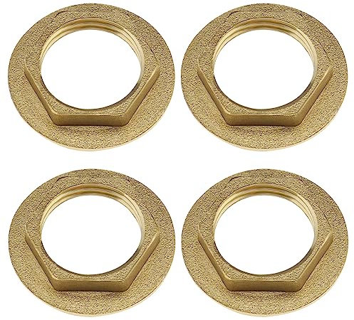 The Lord of the Tools 4 Stück 1/2 Zoll BSP Mutter mit Flansch Hinten Messing Wasserhahn Sanitär Fitting Mutter für Badezimmer Waschbecken Wasserhähne Sanitär Armaturen Zubehör