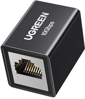UGREEN Noir 10Gbps Coupleur RJ45 Ethernet Raccord Femelles LAN Rallonge Connecteur Adaptateur Réseau Compatible avec Câble Cat 8/7/6/5/5e (Lot de 1)