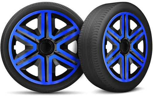 Radkappen 14 Zoll Radzierblenden 4er Set passend für alle Stahlfelgen - Einstellbarer Sicherungsring - Schwarz Blue