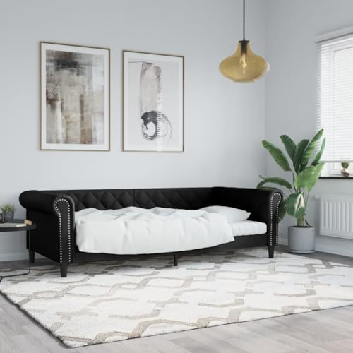 ZEYUAN Tagesbett Schwarz 80x200 cm Kunstleder, Schlafsofa, Daybed, Bettsofa, Sofa Bed, Sofabett, Schlafcouch, Jugendbett, Bettgestell, Bettcouch