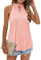 WNEEDU Halter Top Elegante Girocollo Canotte Donna Estive Casual Senza Maniche Maglietta 2024 Rosa Scuro M