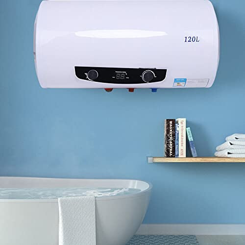 50L/120L de almacenamiento eléctrico horizontal, depósito de agua eléctrico, potencia de calentamiento de 2000 W y termómetro,válvula de seguridad, 120L(Capacidad real de agua: 70L)