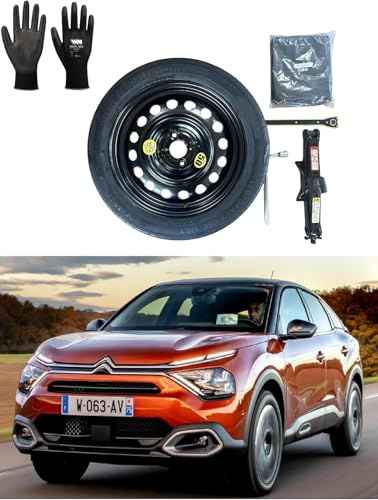 Kit Roue de Secours 17'' compatible avec Citroën C4 X avec Cric, Clé et Sac 135/80R17