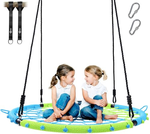 Trekassy 40 Spider Web Saucer Tree Swing for Kids & Adults - Blue+Green