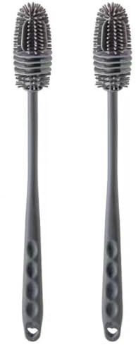 Lot de 2 brosses à bouteille, brosses à vaisselle tête en silicone brosse de nettoyage, brosse de nettoyage brosse de nettoyage de bouteille, adaptée aux bouteilles de cuisine brosse à lunettes