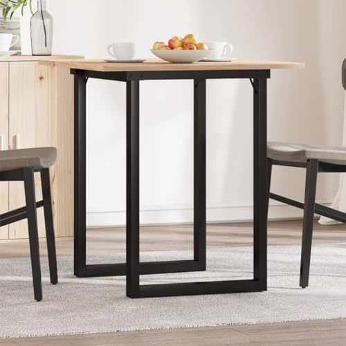 Homgoday Massiver Kieferntisch 70x70x75cm für Familienessen - Unbehandeltes Holz & Stahlrahmen Model3282671