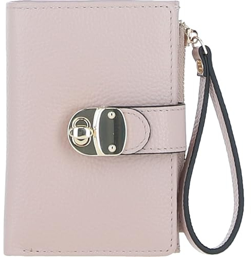 Ashwood Small Ladies Leather Purse - RFID Protected - Genuine Leather Compact Wallet for Women - Secure Twist Lock - Zip Pocket, Card Slots & Photo ID Window - Gift Boxed: 32047 (Beige)