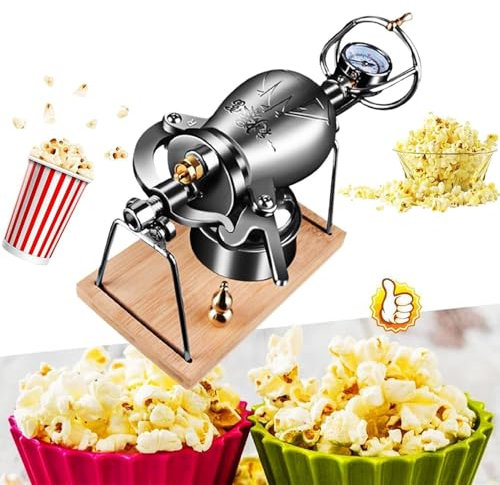Máquina de palomitas de maíz retro de acero inoxidable de alta presión, olla a presión tradicional china para palomitas de maíz y máquina para hacer arroz inflado.(340ml)