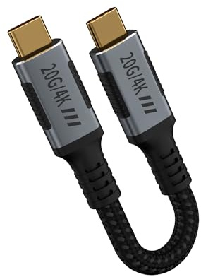 KMMXXCPM Corto Cavo USB C 15 cm,Cavo USB C 3.2 Gen 2x2 Compatibile con Thunderbolt 3,Trasferimento Dati 20Gbps USB Type-C 240W PD3.1 48V/5A Ricarica Rapida,4K@120Hz Per Monitor,Laptop,SSD,Docking,Hub.