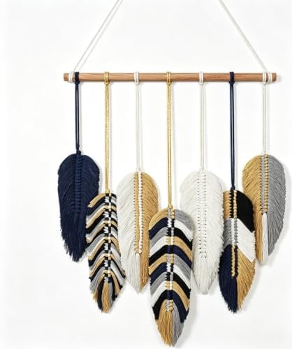 Betylifoy makramé vägghängande makramé gobeläng boho blad gobeläng handgjorda chic väggkonst dekorationer för sovrum vardagsrum barnrum väggdekoration
