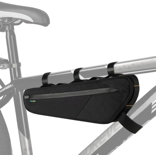 Borsa Bici Telaio Borse Tubo Centrale per Bicicletta MTB Impermeabile con Strisce Riflettenti Grande Capacità ca. 2.5L per Porta Attrezzi Bici da Corsa Accessori Lucchetto 380*115*55mm(nero)