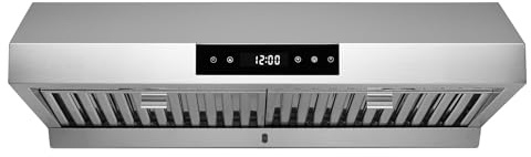 Hauslane Range Hood 30 Inch - Ducted Under Cabinet Range Hood 30 Stainless Steel Kitchen Hood, 6 Speed Vent Hood 30 Inches, Stove Vent Hood for Kitchen, Vent Hoods 30 Inch with LED - Chef Series PS18