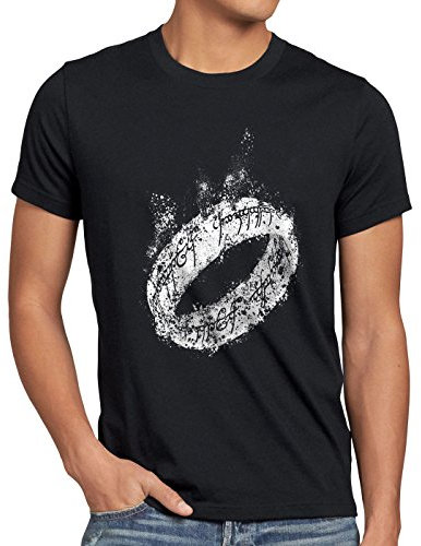 style3 Der Eine Ring Herren T-Shirt Fantasy, Größe:S;Farbe:Schwarz