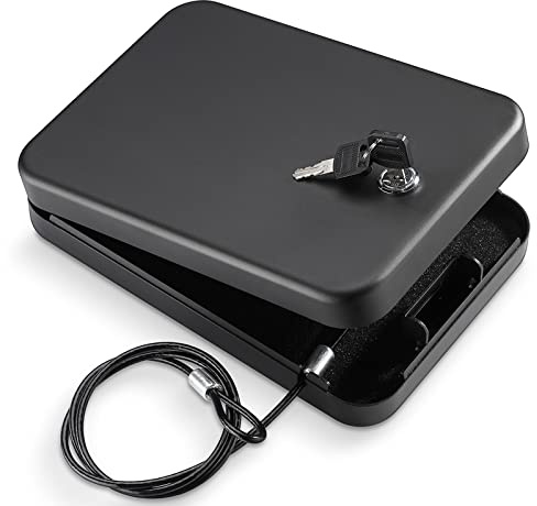 Younion Gun Safe, Portable Travel Gun Safe,Handgun Lock Box, Gun Safes for Cars, Black