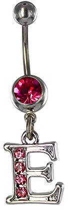 eeddoo Bauchnabel-Piercing Banane Buchstaben Kristalle Silber Edelstahl E