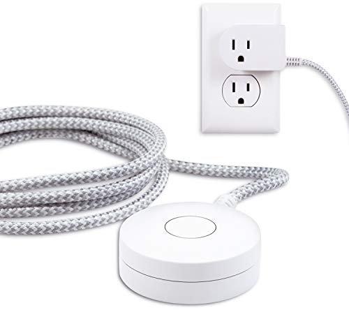 Enchufe de interruptor de encendido/apagado Cordinate Designer, cable de alimentación trenzado de 6 pies, 3 clavijas, perfecto para lámparas/luces de temporada, blanco/gris, 41095