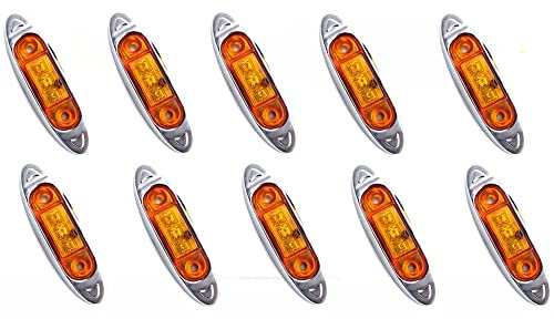 GOFORJUMP 10 STÜCKE Gelb wasserdichte Seitenmarkierungsleuchten Begrenzungsleuchte Anhänger LKW Bus Auto 3 LED 12 V 24 V