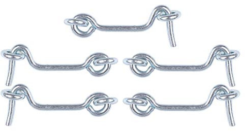 sourcing map 2 Inch Cabin Hook, Eye Latch Privacy Hook Door with Screw Lock Plating Finish for Gate Shutters Window Slide Barn Door 5 Pack