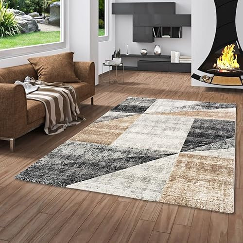 Pergamon Designer Teppich Kurzflor Maui Modern Beige Grau Meliert in 5 Größen