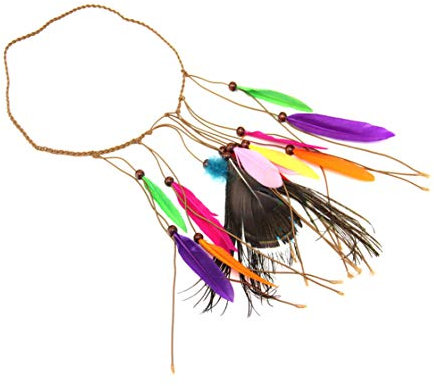 Amoar Feder Stirnbänder Indianer Kopfband Haarband Hippie Stirnband Fancy Kopfschmuck Bohemien Haarschmuck Haarbänder Karnevalskostüme Zubehör