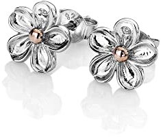 Hot Diamonds Forget Me Not Silver Earrings | 925 Sterling Silver Rose Gold Flower Earrings with Real Diamonds | Everyday Elegant Diamond Stud Earrings | Timeless Floral Jewellery