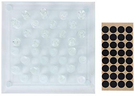 Keenso Kristallschach, 20x20cm Mattes polnisches Glas Kristall Internationales Schach, 1 Schachbrett und 32 Schachfiguren, Für Reisen, Schule, Camping