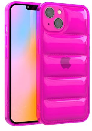 FELONY CASE - Coque pour iPhone 13 Rose Fluo, Coque Transparente rembourrée Lumineuse avec Pare-Chocs Antichoc – Coque de Protection Flexible et légère – Protection complète de l'iPhone et de