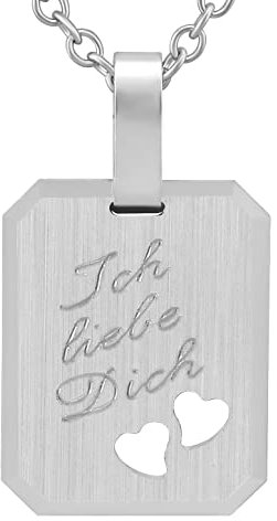 Hanessa 925 Sterling Silber Kette mit Gravur 42 + 3 cm mit Anhänger Ich liebe Dich Herz in silber - Personalisierte Halskette Damen Silberkette Schmuck - Geschenke personalisiert