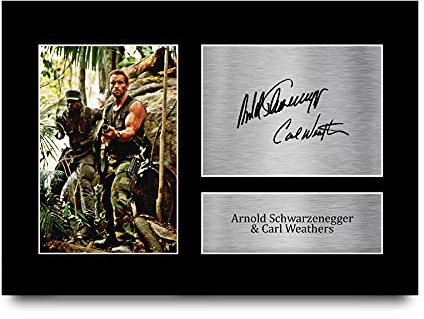 HWC Trading A4 Arnold Schwarzenegger & Carl Weathers Predator Geschenke Gedruckt, Signiert Autogramm Bild Für Film-Erinnerungsstücke-Fans