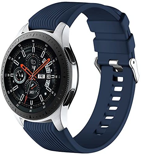 Mastten 22mm Correa Compatible con Samsung Galaxy Watch 3 45mm/Samsung Galaxy Watch 46mm/Gear S3 Frontier para Hombres Mujeres, Correas de Reloj Smartwatch de Silicona Suave y Deportiva, Azul Oscuro