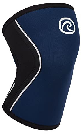 Rehband Ginocchiera sportiva per cross-fit e allenamento pesante, manico al ginocchio in neoprene da 5 mm, disponibile in diversi colori e misure, unisex, colore: blu navy, XS