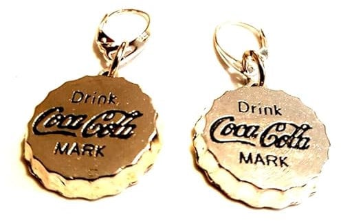Silver-Tone Coca Cola Bottle Top Earrings On Leverback Fastenings, Boho, Bar Staff, Kitsch