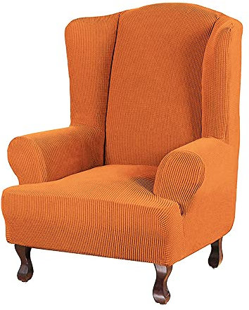 YOPOIY Wasserdicht Ohrensessel Überzug 1 Stück Super Stretch Super Soft Stilvoll Husse für Ohrensessel Maschinenwaschbare Rutschfestigkeit -Orange-