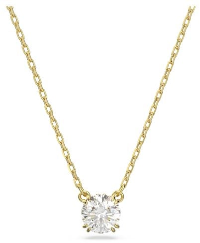 Swarovski Constella pendant, Round cut, White, Gold-tone plated