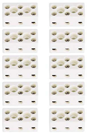 10 Stück Keramik Klemmenblöcke, 3 Wege 24A Keramik Klemmenblock, Hochtemperaturbeständiger Drahtverbinder für Elektrische Kabel