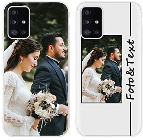 Yoedge Personalisierte Handyhülle für Samsung Galaxy A51 4G Hülle Personalisiert 6,5, Weiß Schutzhülle mit Eigenem Foto Bedrucken Bild Text Individuelle, Selbst Gestalten Hülle für Samsung A51 4G