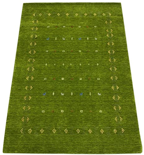 Grün Wohnzimmer Gabbeh Teppich 100% Wolle 172x242 cm Handgewebt WR93