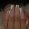 Lot de 24 faux ongles carrés longs pour femme, à coller sur les ongles à bord blanc avec strass, faux ongles à pointe française, ongles amovibles à coller pour femmes et filles