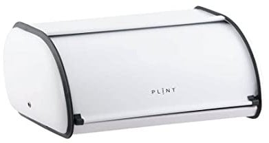 PLINT Bread Box mit Edelstahl Körper Metall Home Storage Bin For Kitchen Counter, Extra Large Bread Bin with Sliding Mitglied, Bread Box Holder with Mitglied, Bakery Storage Container, White Color