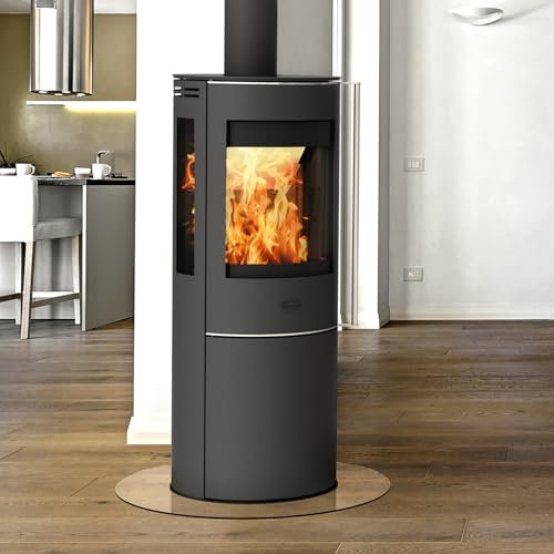 Fireplace E6840 Elite Magnolia Kaminofen Stahl Schwarz mit Abdeckplatte Glas/A+