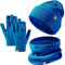 Enwokran 3 Stück Kinder Wintermützen Handschuhe Schal Set Beanie Mütze Warme Gestrickte Touchscreen-Handschuhe Loop WinterSchlauchschal für Jungen Mädchen 5-12 Jahre Outdoor Aktivitäten (Blau)