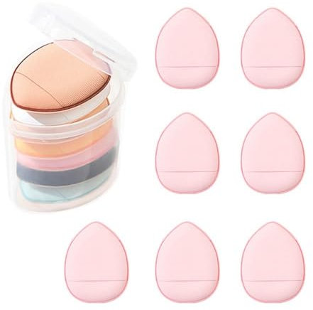7 spugnette rosa per dita, mini spugnette per il trucco, morbide per il corpo, per fondotinta pressato, correttore, occhi bagnati e asciutti, strumenti per il trucco