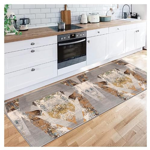Siunwdiy Alfombra Larga Extra para Entrada,4 Metros, alfombras de Pasillo Antideslizantes Lavables, alfombras de Cocina Gris, Alfombra de Pelo bajo para Pasillo para Cocina y lavandería,120X400CM