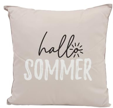 CB Home & Style Outdoor Garten Kissen Wasserabweisend 45x45cm mit Füllung - Sommer (Hallo Sommer - beige/schwarz/weiß)