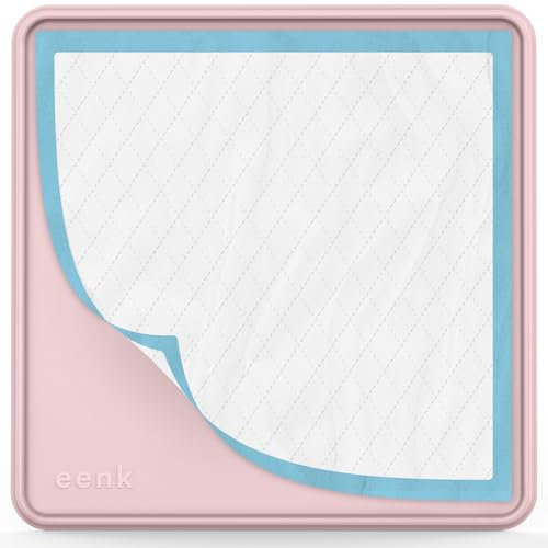 Pee Pad Tray Holder for Dogs - Fits Up to 22 x 22 in. Square Potty Training Pads No Spill Raised Lip High Edge Silicone Mat, Extra Thick and Non-Slip for Indoor Floor Protection (Small, Pink) | eenk