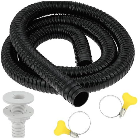 Bilge Pump Installation Kit | 1-1/8-Inch Hose Plumbing Kit | Flexible Bilge Pump Hose | 1?1/8in Dia Bilge Pump Hose Plumbing Kit | Installation Kit with Hose Clamps & Thru-Hull Fitting
